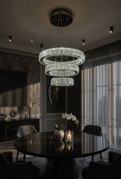 GN GEN AYDINLATMA Plaket Kristal Taş Işlemeli Krom Paslanmaz Ledli 20-30-40 cm kumandalı - 1