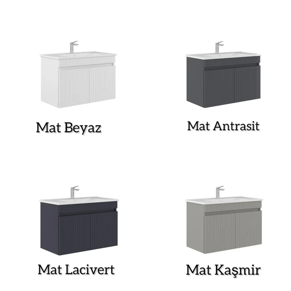 Orka Tivoli 85 cm Mat Lacivert Banyo Dolabı Alt Modül Lavabo - Resim 4