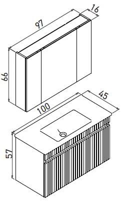 Orka Tivoli 100 cm Mat Kaşmir Banyo Dolabı Takımı - Resim 3