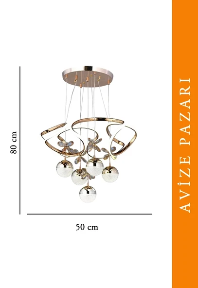 Galaksi Modern Sarkıt 5+1 Papatya Gold Ledli Oturma Odası Avize ve Ledli Avize - Resim 3