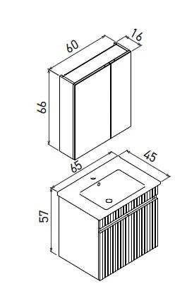 Orka Tivoli 65 cm Mat Antrasit Banyo Dolabı Takımı - Resim 3