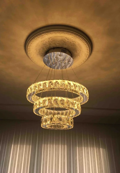 GN GEN AYDINLATMA Plaket Kristal Taş Işlemeli Krom Paslanmaz Ledli 20-30-40 cm kumandalı - 2