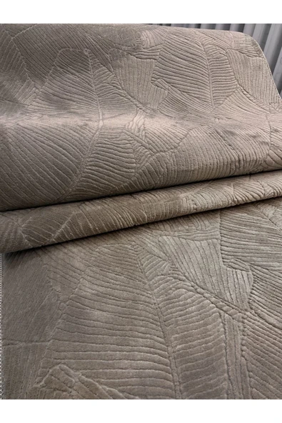 MERİNOS RÖLYEF KAYMAZ TABAN GARDEN KOYU BEJ KESME HALI - Resim 2