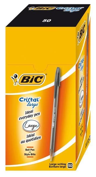 BİC CRİSTAL LARGE TÜKENMEZ KALEM SİYAH 50 Lİ