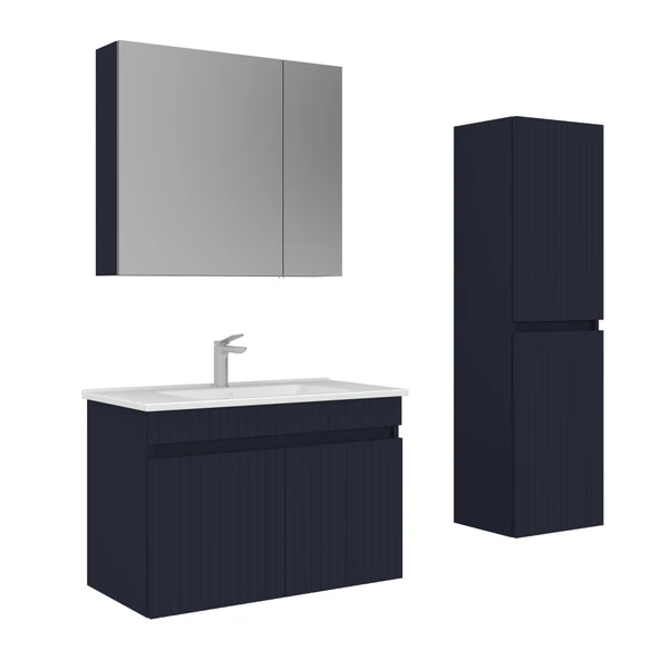 Orka Tivoli 85 cm Mat Lacivert Banyo Dolabı Takımı ve Boy Dolabı ürün görseli