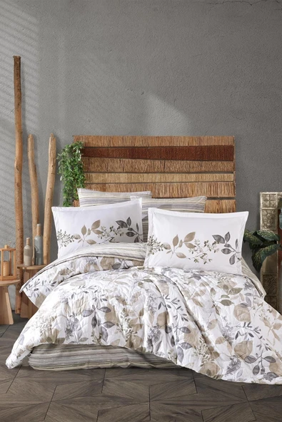 Clasy Ranforce %100 Pamuk Çift Kişilik Dört Mevsim Set Azura V1 Bej ürün görseli