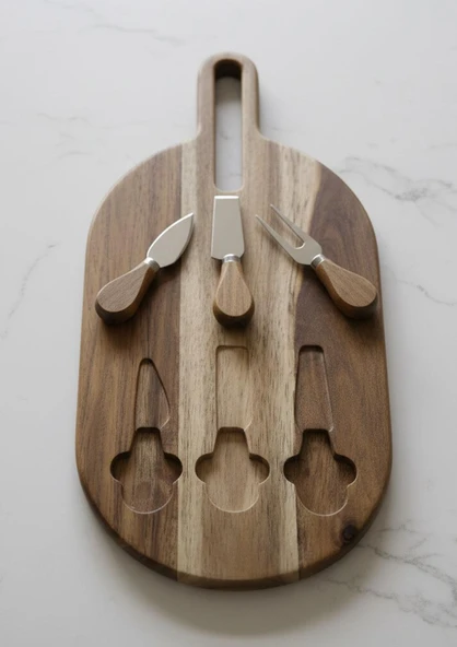 Akasya Peynir Tabağı - Peynir Sunumluk Seti- 4 Parça