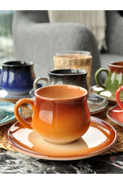 Çınaraltı Renkli 6 lı Kahve Fincan Takımı 150 Ml - 2