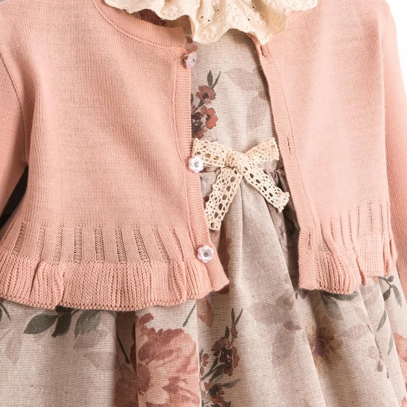 Kız Bebek Ceketli Güpürlü Donlu Elbise Takımı MAR-155-1 - 6