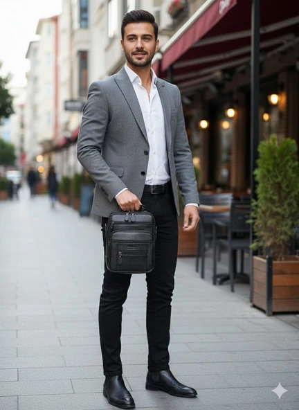 El Çantası Hakiki Deri Omuz Askılı %100 Orjinal Premium Kalite Çok Gözlü Model 8683255014019 - 2