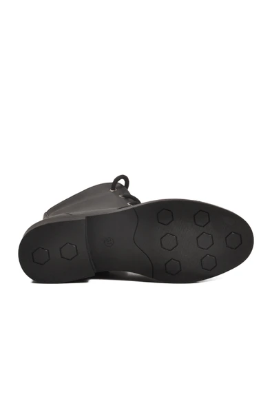 Ayakmod Siyah Bağcıklı Fermuarlı Kaymaz Kadın Bot 284098 Z - 5