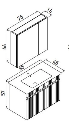 Orka Tivoli 85 cm Mat Lacivert Banyo Dolabı Takımı - Resim 3
