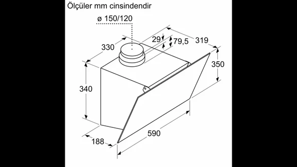 Siemens LC63KPJ60T İQ 100 60CM DUVAR TİPİ EĞİMLİ DAVLUMBAZ - 8