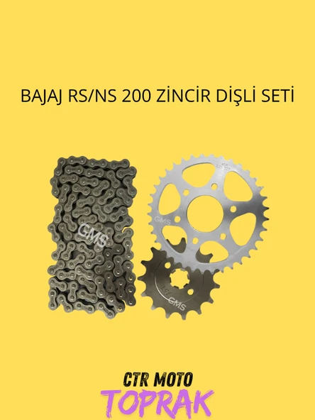 Bajaj RS/NS 200 Zincir Dişli Seti – 15/45 Diş Güç Aktarım Zincir Dişli Takımı ürün görseli 1