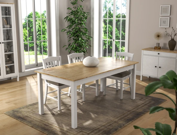 Hunerika Kaelis yemek masası-Wood Beyaz-Minifiks Bağlantılı