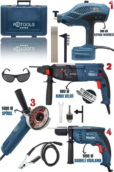 RETOOLS ELEKTRİKLİ 4’LÜ SET (3’LÜ SET + TABANCA TİPİ KAYNAK MAK.)
