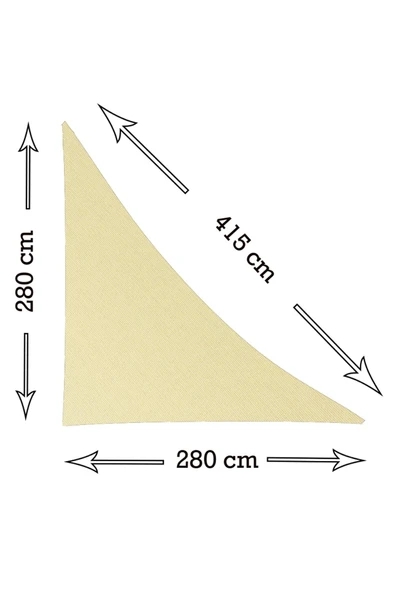 sizenelazım Su Geçirmez Bej Üçgen Gölgelik 3 X 3 X 4.25 190gr Oxford Kumaş - Resim 4