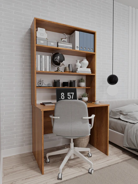 Asra Trend %100 MDFLAM Raflı Çalışma Masası Bilgisayar Ofis Ders Masası ÇM-03  PETRA - Resim 2