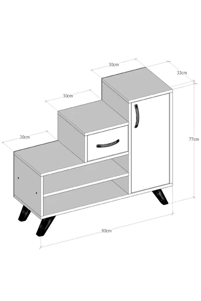 Decormet Retro Ayakkabı Dolabı Safir Meşe - Resim 4