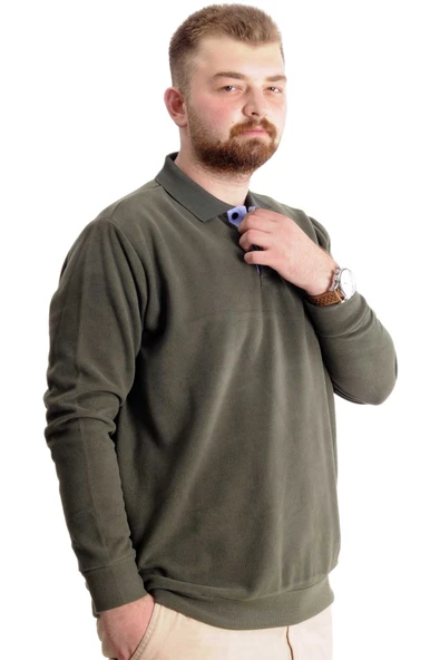 Mode XL Büyük Beden Sweat Selanik Crown Of A King 23447 Haki - Resim 3