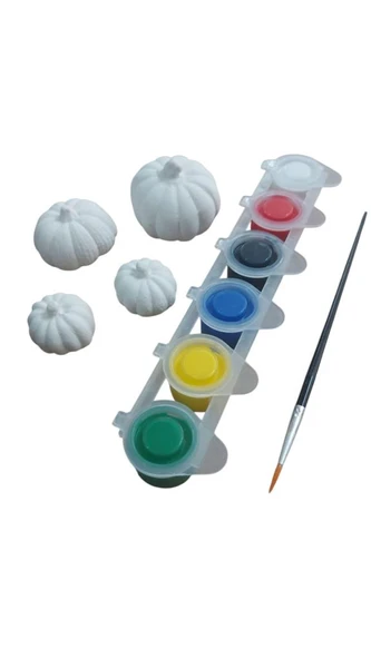 Ehobici Taş Boyama Seti Bal Kabağı 6 Renk Akrilik Boya 5ml + Fırça - 2