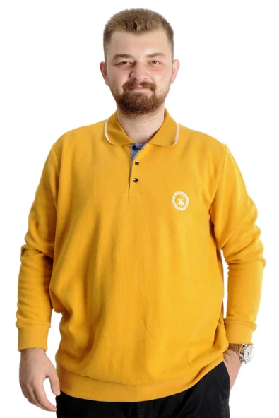 Mode XL Büyük Beden Erkek Sweat Polo Selanik Horse 23440 Hardal ürün görseli 1