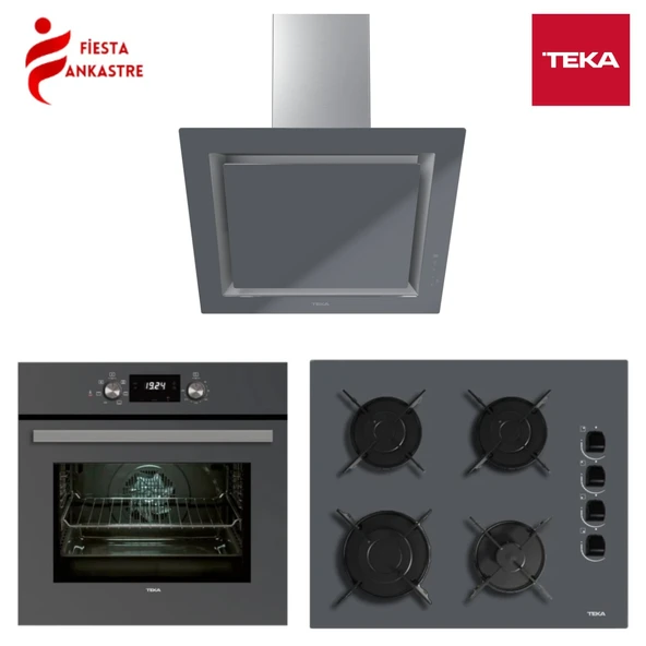 TEKA ANKASTRE GRİ SET 9 [ HAK 625 ST FIRIN + GBE 64002 ST ANKASTRE OCAK + DLV 68660 ST DAVLUMBAZ ] ürün görseli