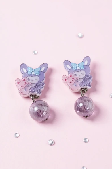 Kuromi Deliksiz Kıstırmalı Çocuk Küpe