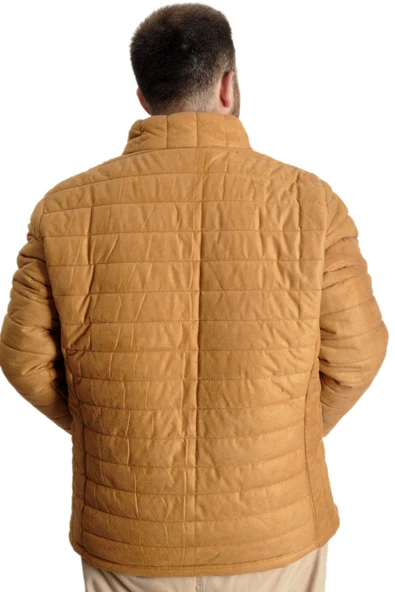 Mode XL Büyük Beden Erkek Mont Süet 23625 Sarı - Resim 4