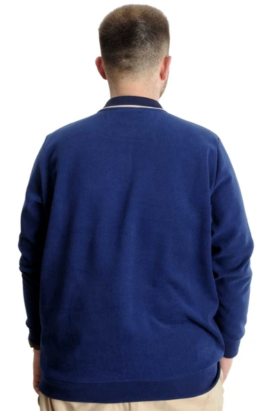 Mode XL Büyük Beden Erkek Sweat Polo Selanik Horse 23440 İndigo - Resim 4