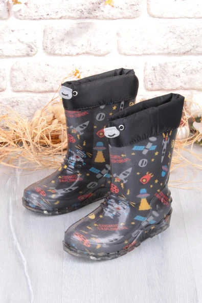 Fort 7061 Siyah Füze İçi Peluşlu Su Geçirmez Erkek Çocuk Kar Yağmur Çizmesi - Resim 3