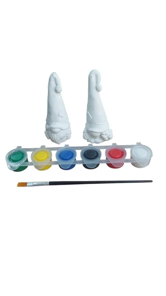 Ehobici Taş Boyama Seti Gnome Cüceler 6 Renk Akrilik Boya 5ml + Fırça - 4