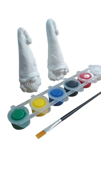 Ehobici Taş Boyama Seti Gnome Cüceler 6 Renk Akrilik Boya 5ml + Fırça - 3