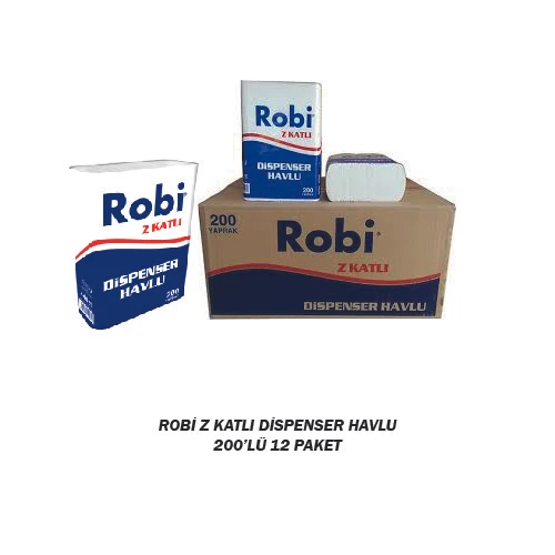 ROBİ Z KATLI DİSPENSER HAVLU 200 YAPRAK 12 PAKET