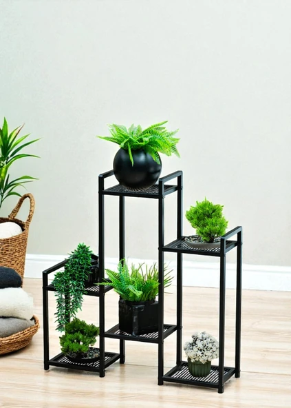 DEKORATİF METAL 6 RAFLI SAKSILIK KATLI DİKEY SAKSI STANDI ÇİÇEKLİK BAHÇE VE BALKON DEKORU GARDEN - 2