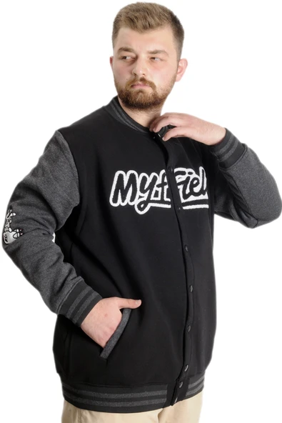 Mode XL Büyük Beden Erkek Kolej Mont My Field 23626 Siyah - 3