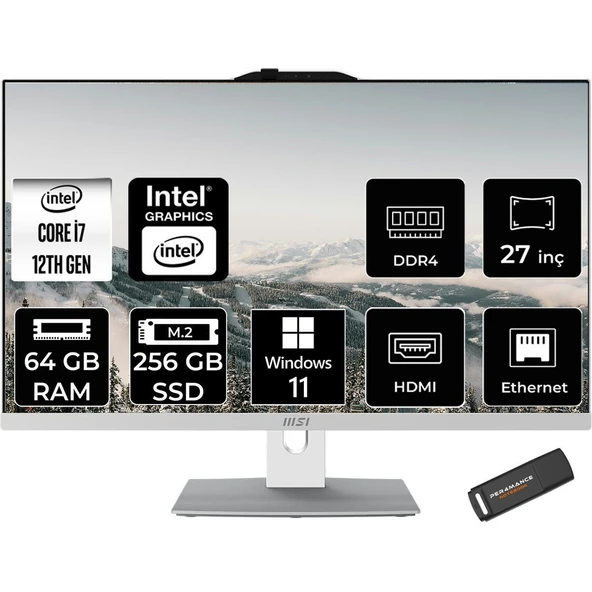Msı Modern AM272P Intel Core I7 1255U 64GB 256GB SSD 27" Fhd Windows 11 Pro All In One Bilgisayar & Per4 USB Bellek 12M1209TRP446 ürün görseli