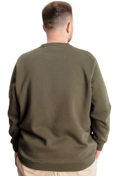 Mode XL Büyük Beden Erkek Sweat BisYaka Do İt Yourself 23168 Haki - Resim 4