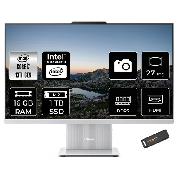 IdeaCentre 27IRH9 Intel Core i7 13620H 16GB 1TB SSD 27" FHD FDOS All in One Bilgisayar & PER4 USB Bellek F0HM004JTRP308 ürün görseli