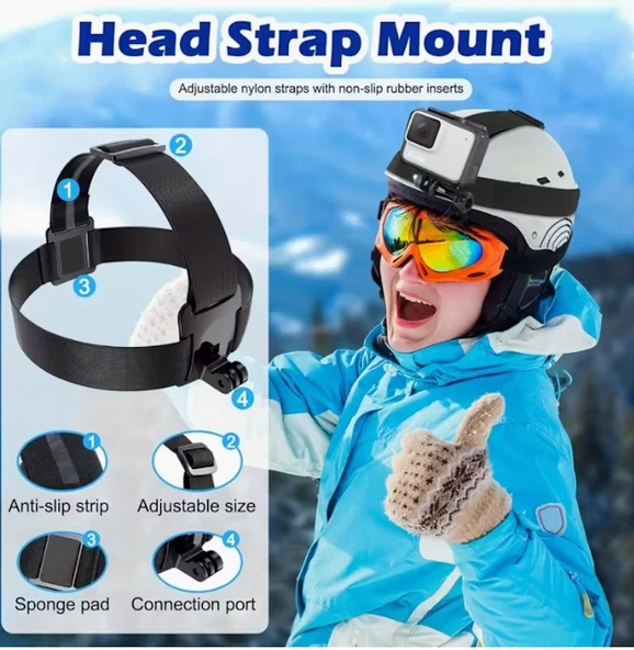 70 Parça Aksiyon Kamera Aksesuar Seti –  Çok Amaçlı Profesyonel Kit - 5