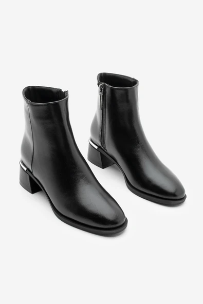 Potinonline K9711 Kadın Metal Ökçe Kalın Topuklu Bot - 3