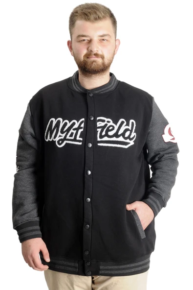 Mode XL Büyük Beden Erkek Kolej Mont My Field 23626 Siyah - 1