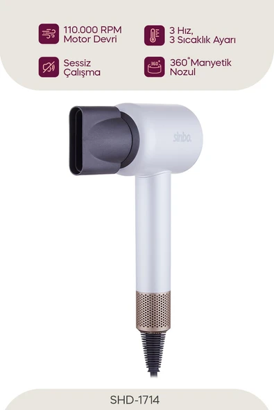 Sinbo SHD-1714 BLDC Saç Kurutma Makinesi-Beyaz ürün görseli
