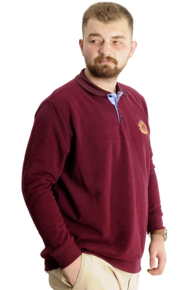 Mode XL Büyük Beden  Sweat  Selanik Crown Of A King 23447 Bordo - 3