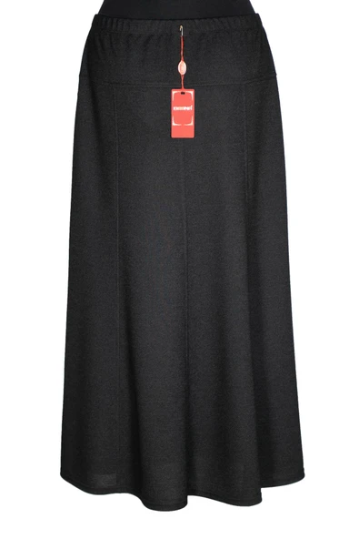 Hesna Kadın Seher Kışlık Büyük Beden Taşlı Astarsız Lastikli Siyah Etek - Resim 4