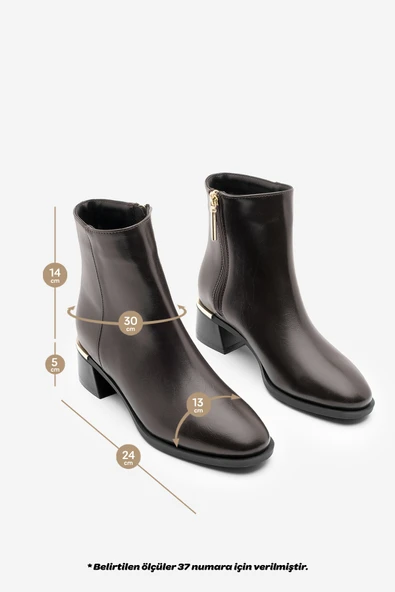 Potinonline K9711 Kadın Metal Ökçe Kalın Topuklu Bot - 11