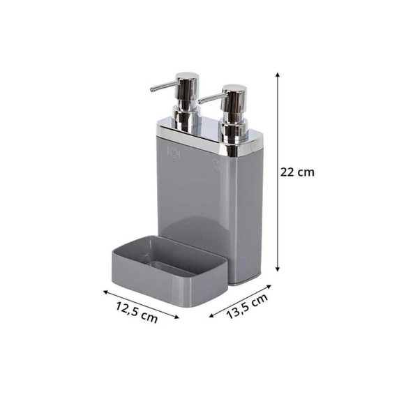 Primanova Viva 2Li Sıvı Sabunluk Süngerlikli Gri M-E10-07