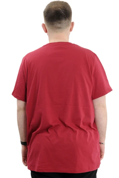 Mode XL Büyük Beden Erkek Baskılı T-Shirt Bisiklet Yaka FUTUREHEAD U24029 Bordo - Resim 4