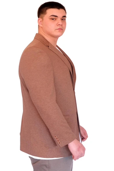 Mode XL Büyük Beden Erkek Klasik Blazer Ceket DIAGO 23027 Cappucino - 6