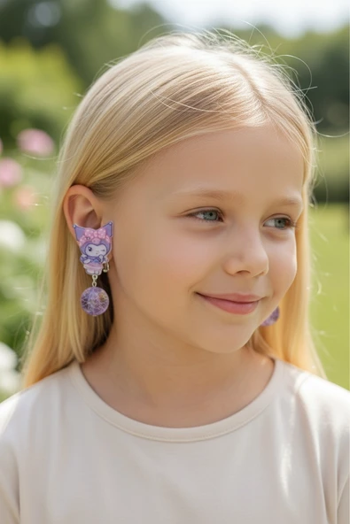 Kuromi Deliksiz Kıstırmalı Küpe